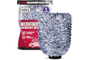 AIDEA Car Wash Mitt Microfiber, 1PK Scratch Free Lint-Free, Extra Plush Premium Microfiber Mitt Car Wash Brush, Regular Size 