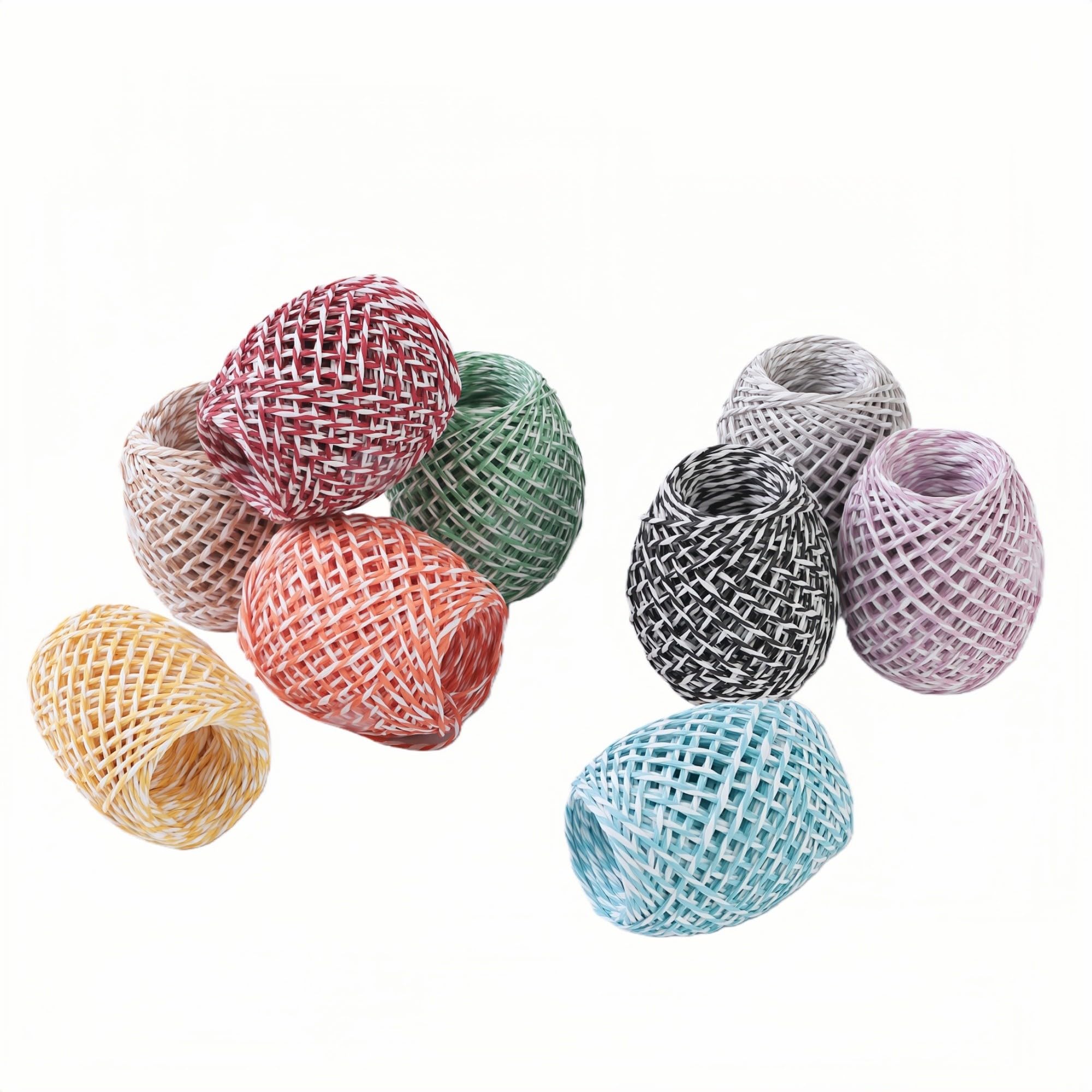 LJY 9 Rolls Raffia Paper Ribbon Twine, 30 m Each (Total 270 m) - 2mm Thin Coloured String for Crafting, Gift Wrapping, Hanging Tags, Floristry and DIY Decoration (Assorted Colours)