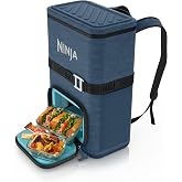 Ninja FrostVault&trade; Go Soft Backpack Cooler, Dry Storage, Lakeshore Blue | Ninja FrostVault Go soft cooler, stays cool for hours with a leakproof, easy-access lid, and carries like a backpack