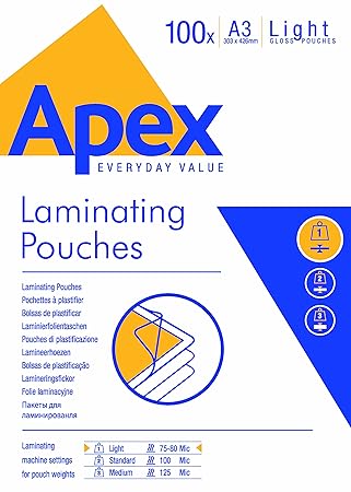 Fellowes Laminating Pouches 75-80 Micron for A3 Gloss [Pack 100]