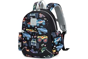 CAMTOP Toddler Backpack for Boys Girls 2-4, Kids Backpacks for Kindergarten Preschool, 12" H Small Bookbag for Daycare Travel (Black, 12''- Not fit A4 folder)
