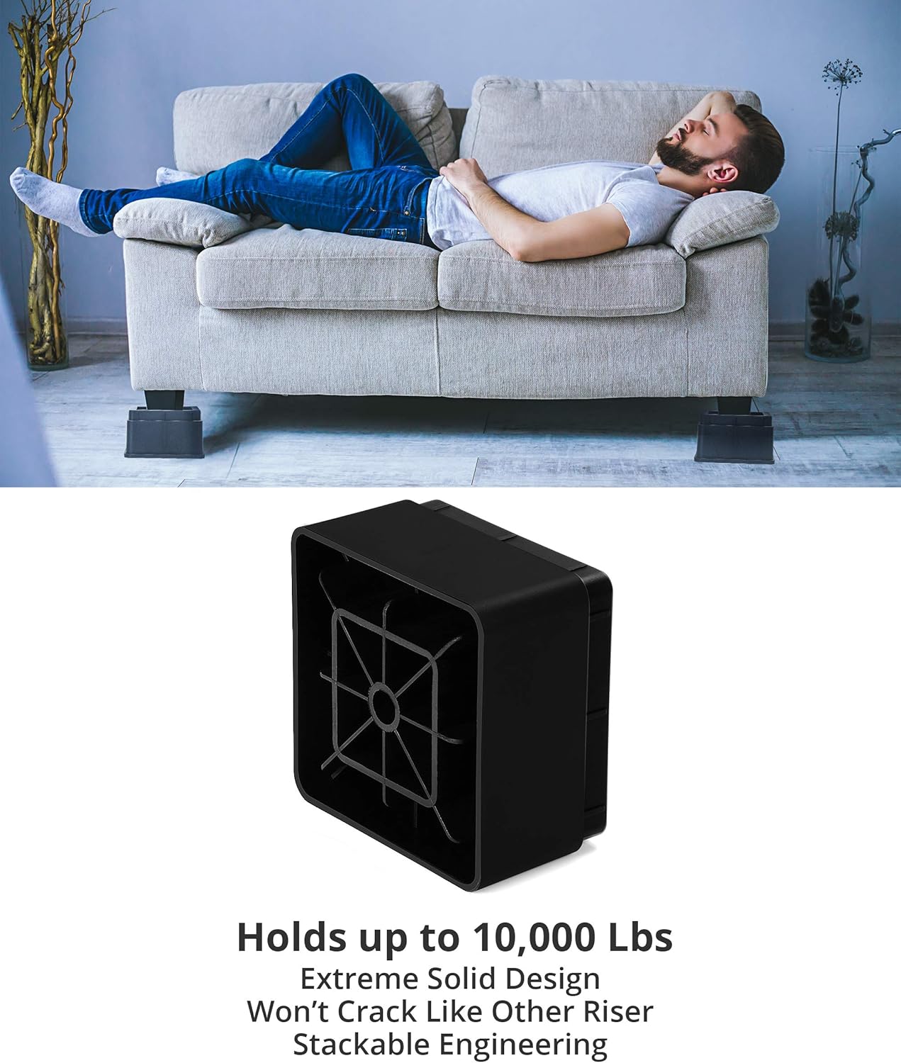 Utopia Bedding Furniture and Bed Risers (Pack of 8) - 2 Inch Stackable Square Risers for Sofa, Table, and Chair Lifts up to 10, 000 Lbs - includes Durable Plastic and Anti Slip Foam Grip: Kitchen & Dining