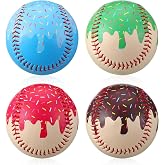 Seenelling 4 Pcs Weighted Training Balls for Baseball Softball 7 oz Weighted Plyometric Baseballs Ice Cream Drip for Pitching Throwing Hitting Training for All Skill Level Improved Power, 4 Styles