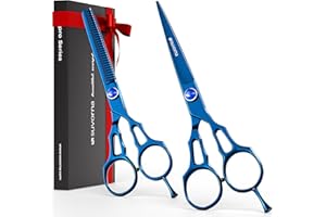 Suvorna Professional Hair Scissors with Thinning Shears | 2 Pcs Hair Shears | J2 Japanese Stainless Steel Hair Cutting Scissors | 5.5" Hair Shear Professional - tijeras de peluqueria profesional.