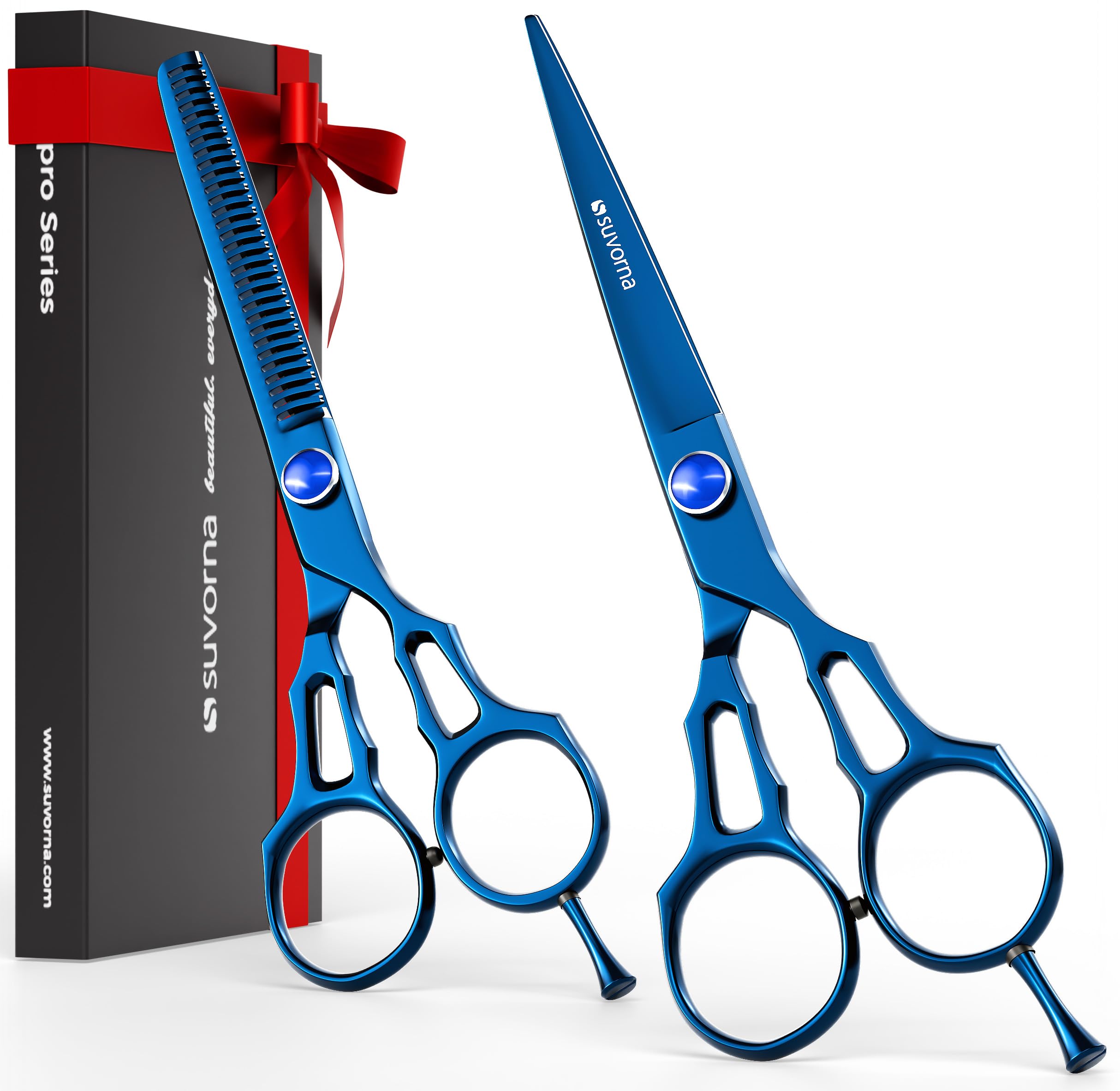 Suvorna 5.5" Hairdressing Scissors Professional with Thinning Shearssfor Hair Cutting, Sharp Hairdressers Scissors Set, Professional Shears, Hair Cutting Shears, Barber Shearss (2 Pcs).