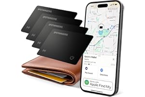 SPOTMINDERS. Wallet Tracker Tag 4-Pack - Works with Apple Find My Tracking Card for Wallet Apple MFI Certified Card Rechargeable IP68 Waterproof 0.07in Slim iPhone Item Finder Smartcard for Luggage Tags Purse Keys