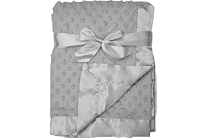 American Baby Company Heavenly Soft Chenille Receiving Blanket, 2-Layer Design with Minky Dot & Silky Satin, Gray, 30" x 40" for Boys and Girls
