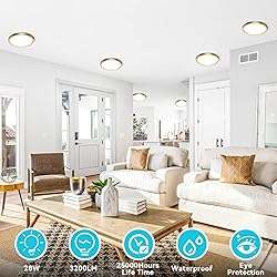 libtit 7 Inch Golden Flush Mount Ceiling Light, 15W