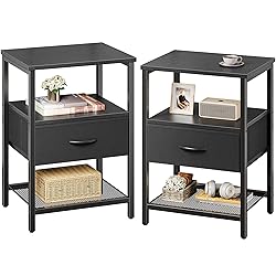 Huuger Nightstand Set of 2, Night Stand with Fabric
