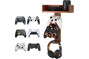 Zard zoop Wooden Headset Wall Mount，Controller Stand for PS5 PS4 Switch Xbox Controller Holder Stand, Controller Wall Mount for Desktop Storage