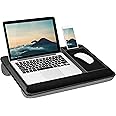 LAPGEAR Home Office Pro Lap Desk with Wrist Rest, Mouse Pad, and Phone Holder - Black Carbon - Fits up to 15.6 Inch Laptops -