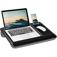 LapGear Home Office Pro Lap Desk with Wrist Rest, Mouse Pad, and Phone Holder - Black Carbon - Fits up to 15.6 Inch Laptops -