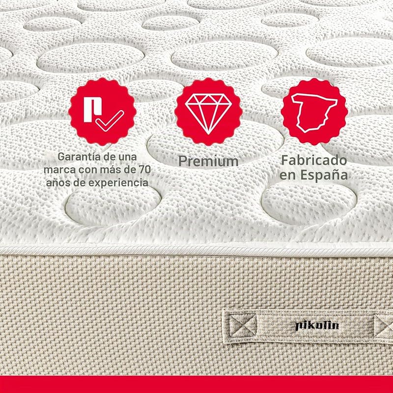 - Colchón Viscoelástico 90x190 cm Premium - Altura 28 cm - Núcleo Muelles Ensacados Extra Confort - Doble Cara - Tratamiento Higiénico Triple Barrera - Fabricado en España - Modelo Shire