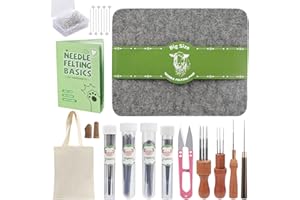 IMZAY Needles Felting Tools, 8"x10" Felting Pad, Large Needle Felting Mat, 90 Pcs Felting Needles, Felting Supplies with Wood Handles & Wool Needles for DIY Crafts
