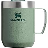 STANLEY 1913 Classic Camp Travel Mug 0.23L - Hammertone Green | Keeps 1 Hour Hot - 2 Hours Cold - Dishwasher Safe - Stainless Steel Coffee Cup - BPA-Free