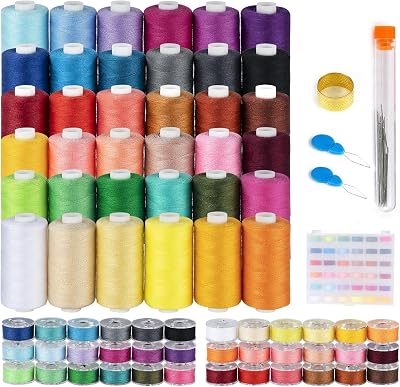 Agoer 700 Yard Sewing Thread Set, 36 Colors with Prewound Bobbins