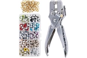 Keadic 300 Sets 1/5 inch Multi-Color Metal Eyelets Grommets Kit with Hole Punch Plier and 100pcs Extra Gold Eyelets, for Leather, Canvas, All Fabrics Clothes, Shoes, Belts, Bags, Crafts (11 Colors)