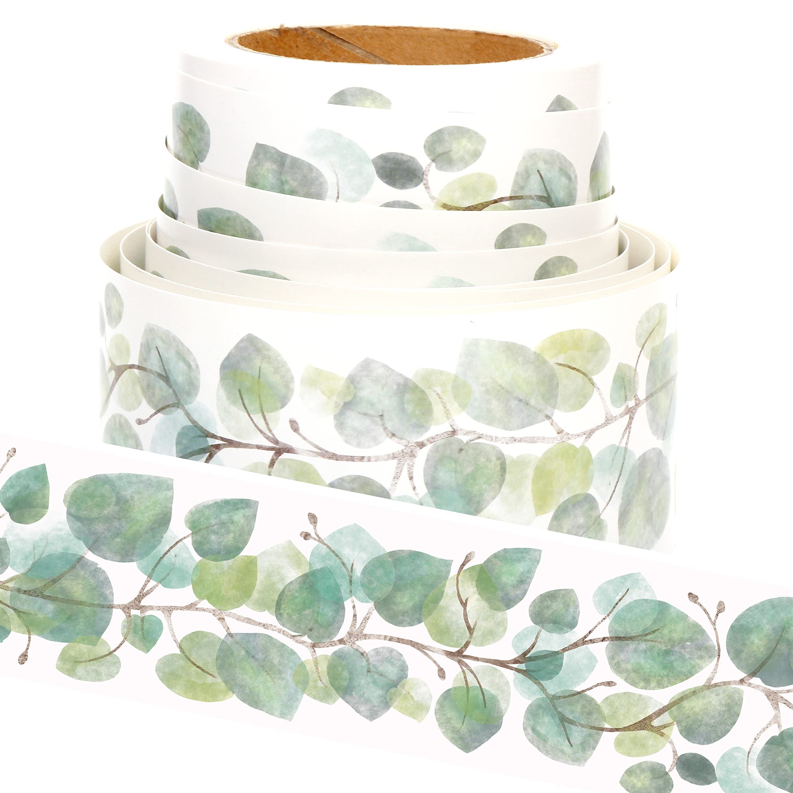 Youngever 16M Bulletin Board Borders for Classroom Decoration, Eucalyptus Theme Design Straight Border Trim