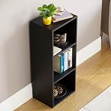 Vida Designs Oxford 3 Tier Cube Bookcase Black Wood Shelves 80cmH 32cmW 24cmD view 7