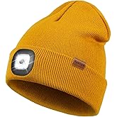 YunTuo LED Beanie with The Light, Unisex USB Rechargeable Headlamp Winter Knitted Cap Gifts for Men Dad Husband Him