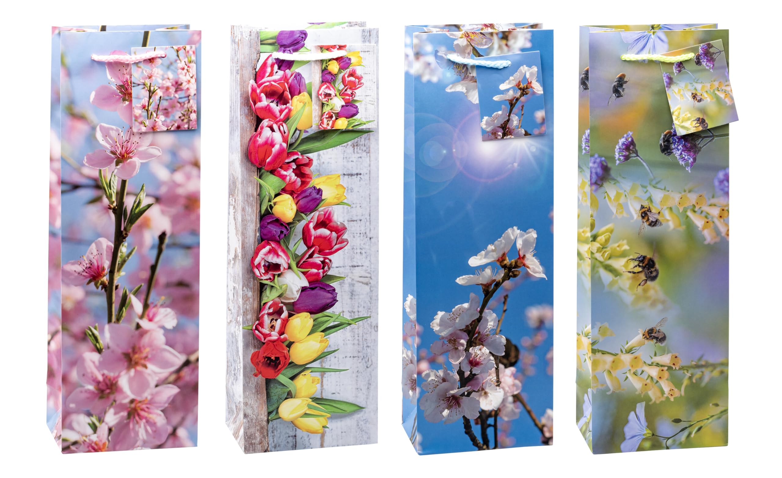 TSI 83280 gift bags Spring, Pack of 12, size: bottle large (14 x 4,5 x 3 inch)