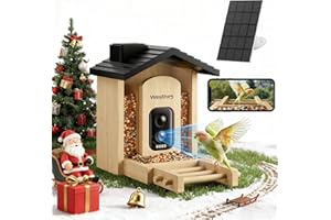 WESTHEY Bird Feeder with Camera Solar Powered, 2.5K HD Upgraded Bamboo Smart Birdfeeder Camera AI Identifies 11,000+ Bird's Species, Birdhouse with Instant Arrival Alerts - Bird Lover Gifts