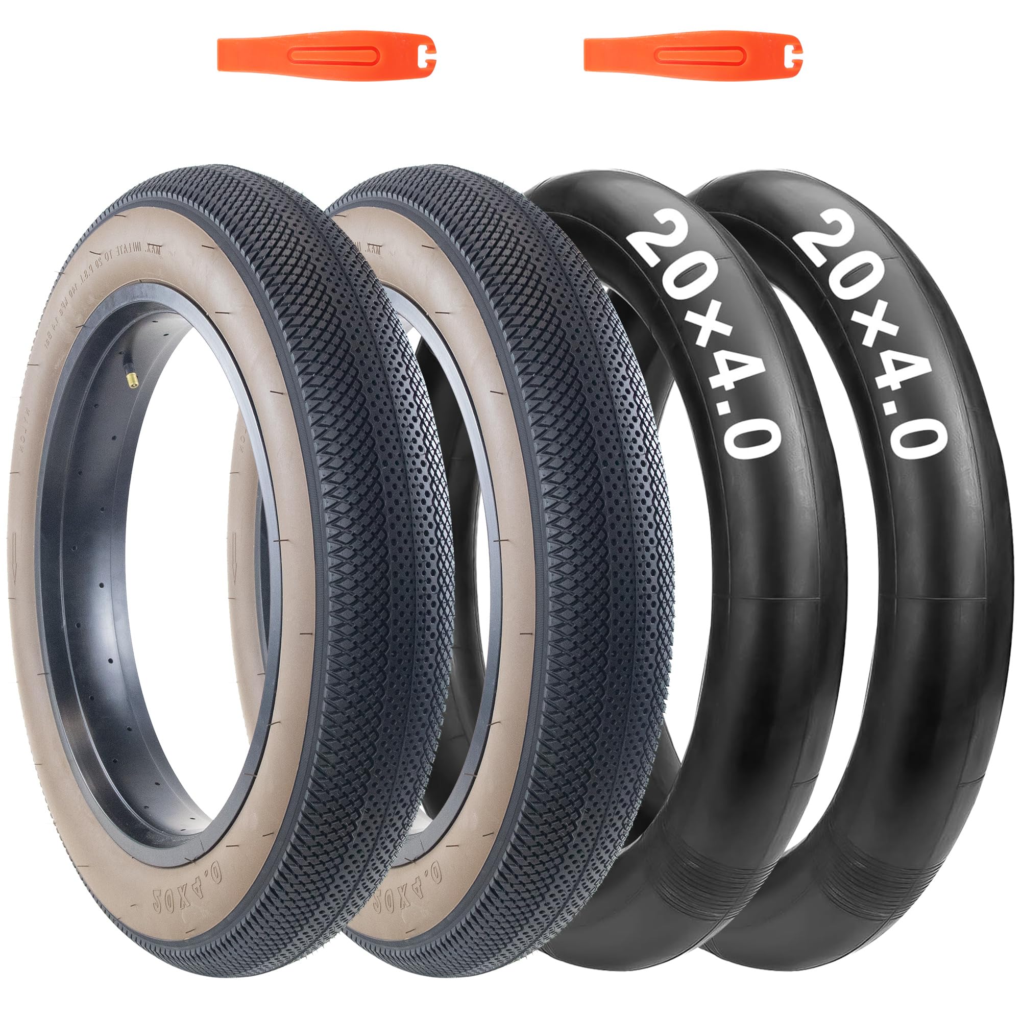 Photo 1 of MAKELEN 2 Pack E-Bike Tire Fat Bike Tire 20"x4" with Tubes Compatible Replacement Bicycle Tire for Mountain Snow and Beach Bike Brown Side Wall