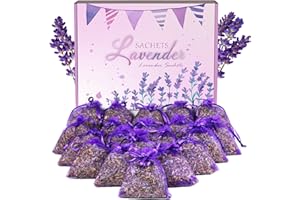 LA BELLEFÉE 20 Packs Lavender Sachets for Drawers and Closets,Fresh Scents Potpourri Bags,Dried French Lavender Flowers for Home Fragrance,Wardrobes,Shoe Cabinet