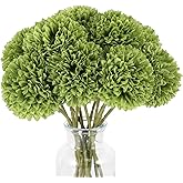 Rowfad 12 Pcs Artificial Chrysanthemums Flowers Green Flowers Silk Fake Mums Flowers for St Patricks Day Outdoor Wedding Table Centerpiece Home Decor (12, Green)