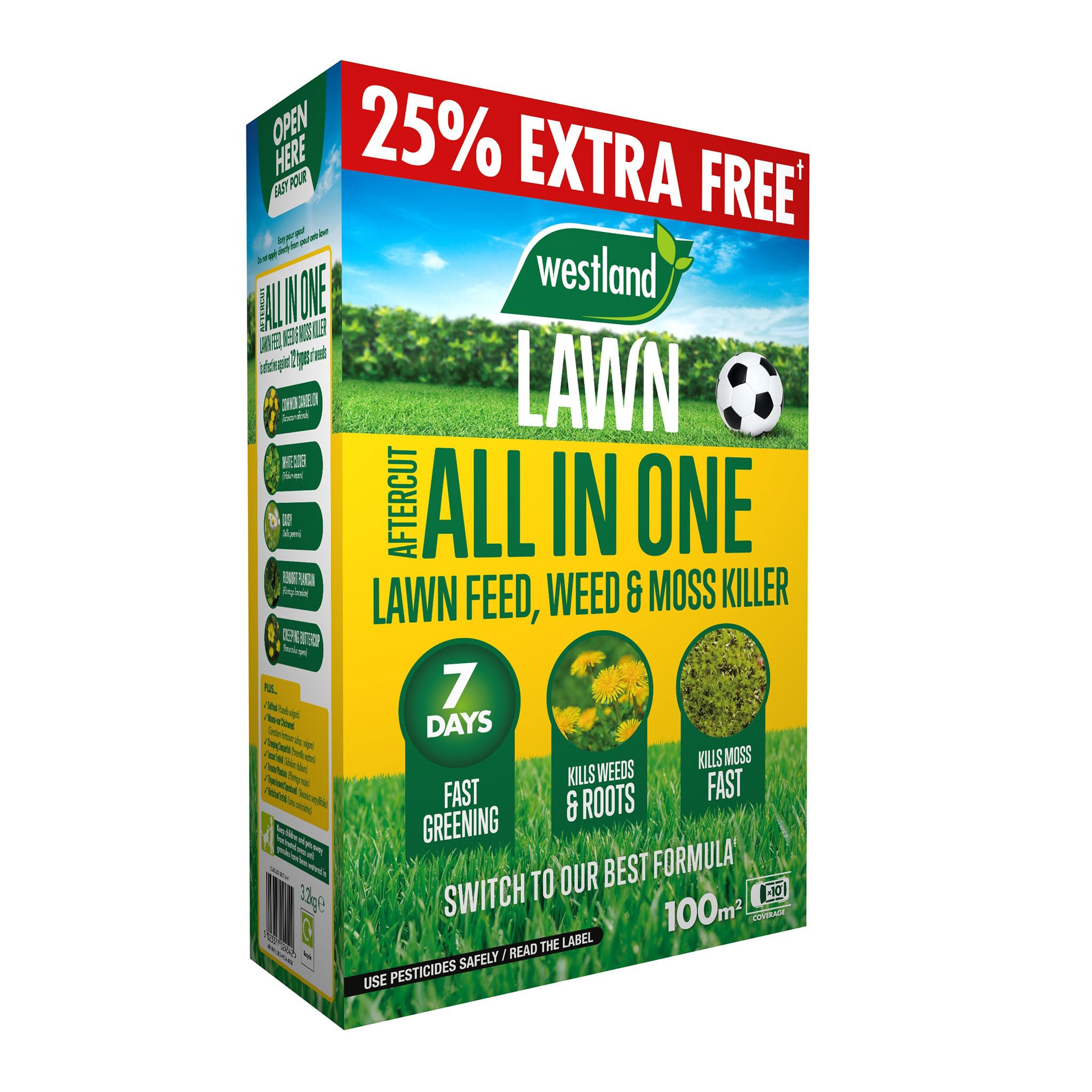 Westland Aftercut All In One Lawn Feed, Weed & Moss Killer 80m2+25% Extra Free Box UK