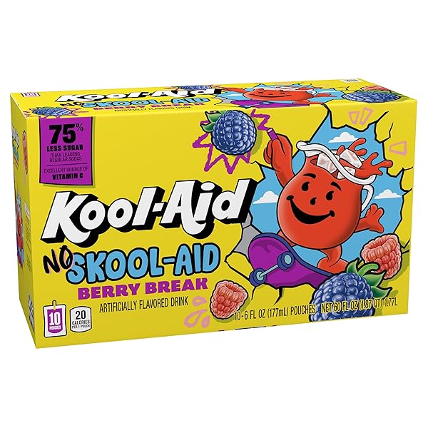 KOOL-AID NO SKOOL-AID BERRY BREAK DRINK, 10 CT BOX, 6 OZ POUCHES