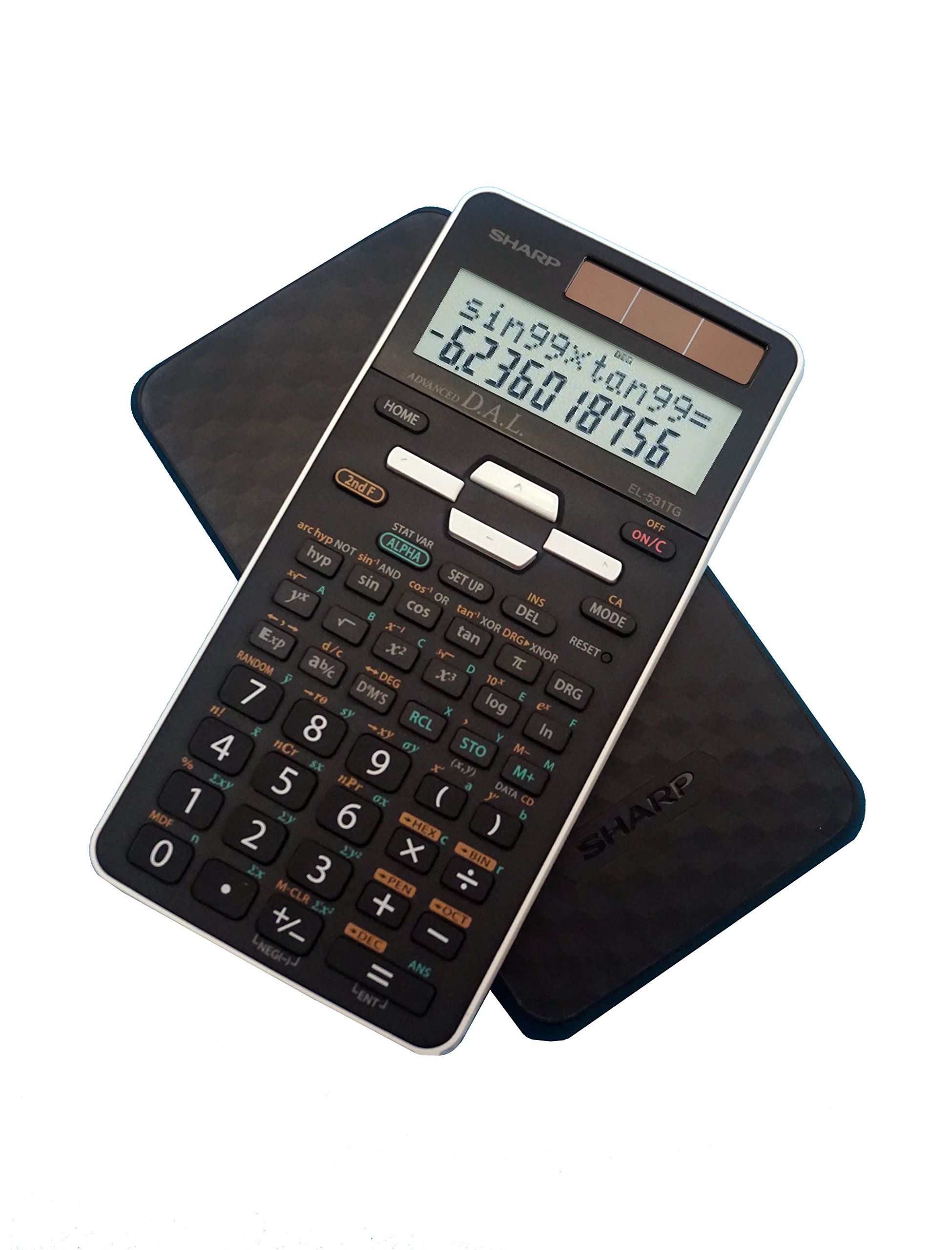 Sharp EL-531TGBBW 12-Digit Scientific/Engineering Calculator with Protective Hard Cover, LCD Display, Great for Students and Professionals, Black