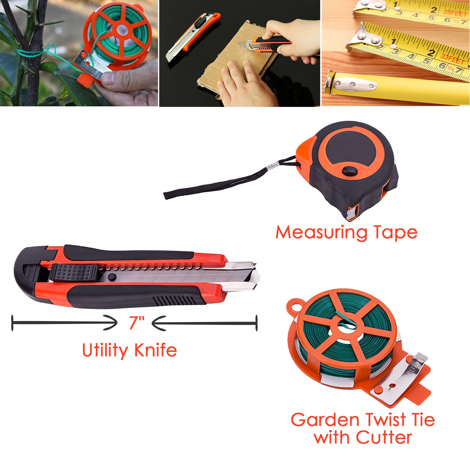 KORAM 13-Pieces Garden Tools Kit Plant Care Tool Home Improvement Tool Sets with Carrying Case Include Secateurs, Trowel Pruners, Pruning Saw, Rakes