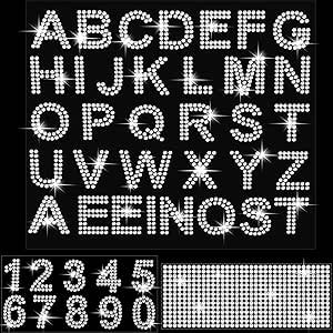 Amazon.com: 3 Sheets Glitter Rhinestone Stickers Bling Crystal Alphabet ...