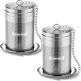 House Again 2 Pack Large Tea Infusers, Extra Fine Mesh Tea Strainers for Loose Tea, Updated Slim Threaded Lid &amp; 304 Stainless Steel, Loose Leaf Tea Steeper for Brew Tea Spices &amp; Seasonings