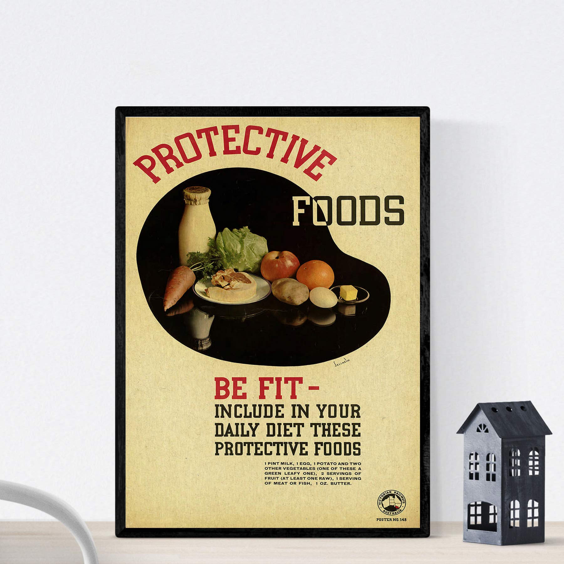 Nacnic Vintage Poster Educational vintage poster on live healthy eating. A4 size