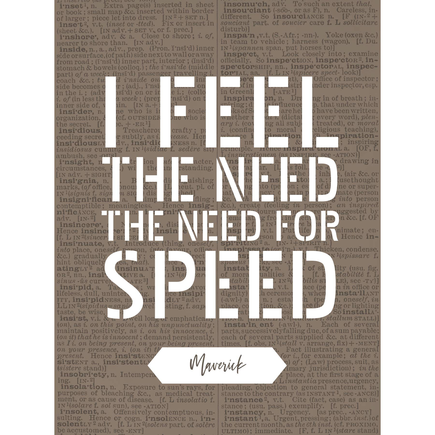 Artery8 Dictionary Quote Maverick Need Speed Premium Wall Art Canvas Print 18X24 Inch
