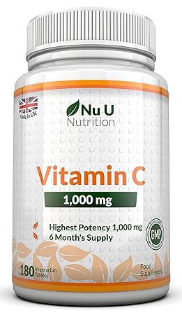 Vitamina C da 1000 mg di Nu U Nutrition, 180 compresse (Fornitura Per 6 Mesi)