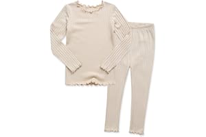 VAENAIT BABY 6M-12Y Infant Kids Toddler Junior Girls Soft Comfy Modal Tencel Shirring Sleepwear Pajamas 2pcs Set