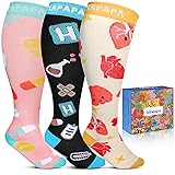 Lalapapa 3Pairs Wide Calf Compression Socks for
