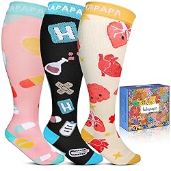 Lalapapa 3Pairs Wide Calf Compression Socks for