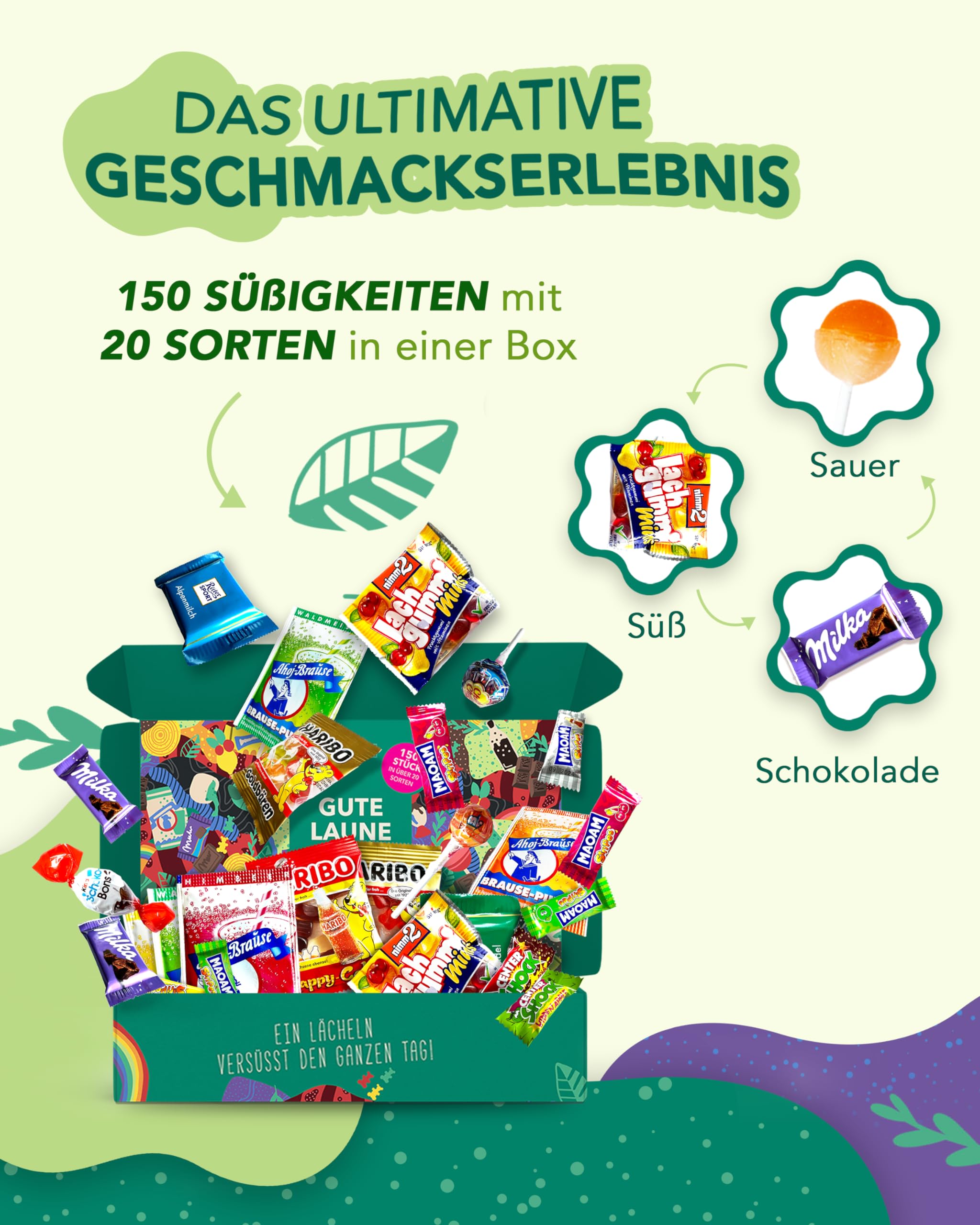Premium Süßigkeiten Box (150 Stück) - "Gute Laune Box" als Geschenk Idee oder für die Candy Bar (XXL Naschbox) 2