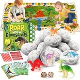 Dino Eggs Dig Kit, 12 Pack Dinosaur Eggs Excavation Set, Easter Gift Dinosaur Toys Science Experiments Kits with 12 Cards, Easter Basket Stuffers Toys for 3 4 5 6 7 8 9 10 11 Year Old Boys Girl