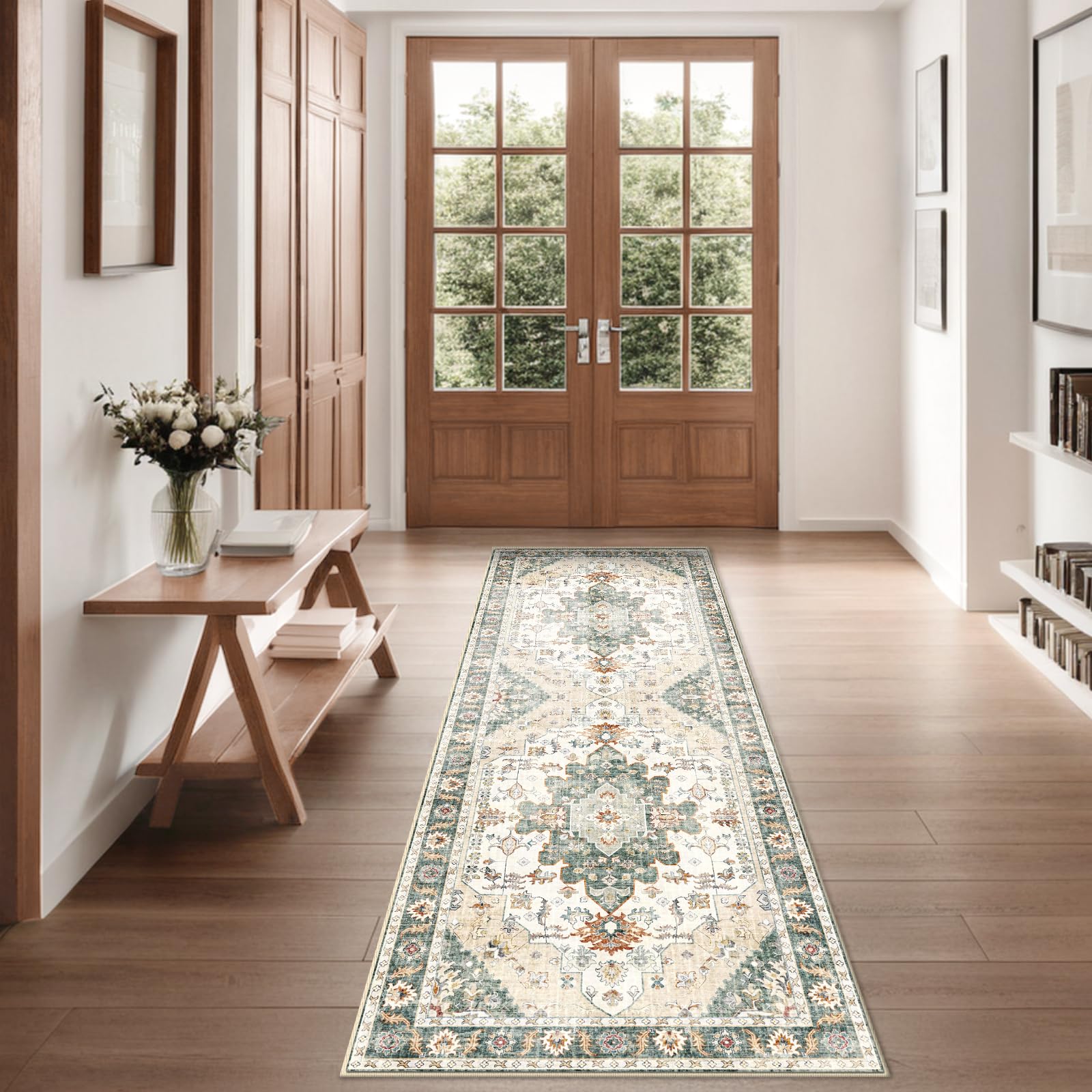 Roseek Rug Runners for Hallways Non Slip 2x6, Kitchen Rugs with Rubber Backing, Washable Vintage, Boho Area Rug for Living Room, Low Pile Distressed Rugs Carpet Runners for Bedroom, Entryway, Laundry