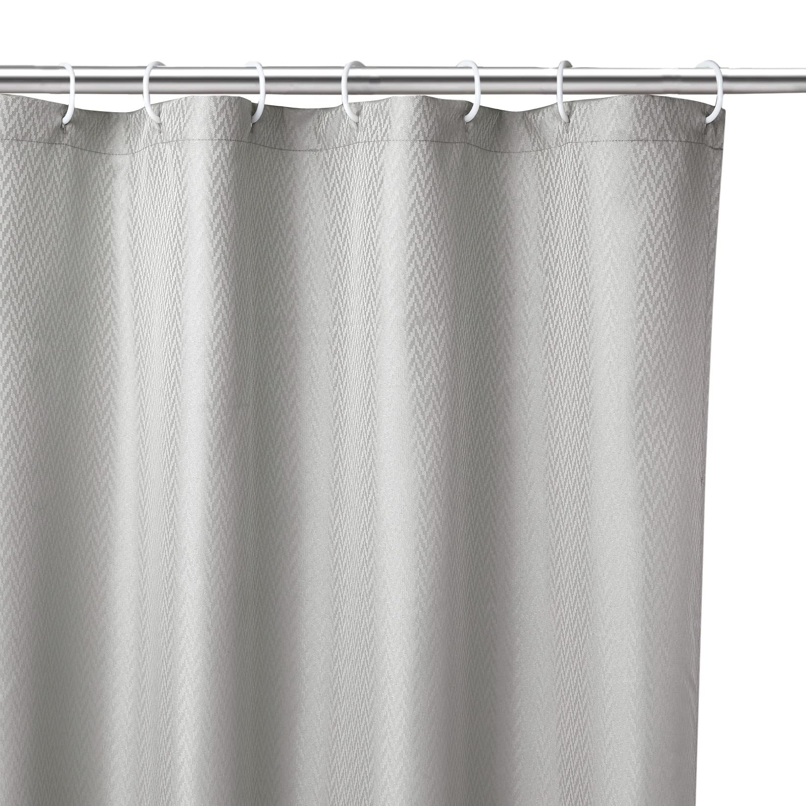 Encasa XO Luxury Jacquard Shower Curtain ZZ Light Grey 72x72 in | Rustproof, Wrinkle-Free, Water-Repellent & Machine Washable | Elegant Heavy Fabric for Bathroom Decor & Bathtub Use — image 1