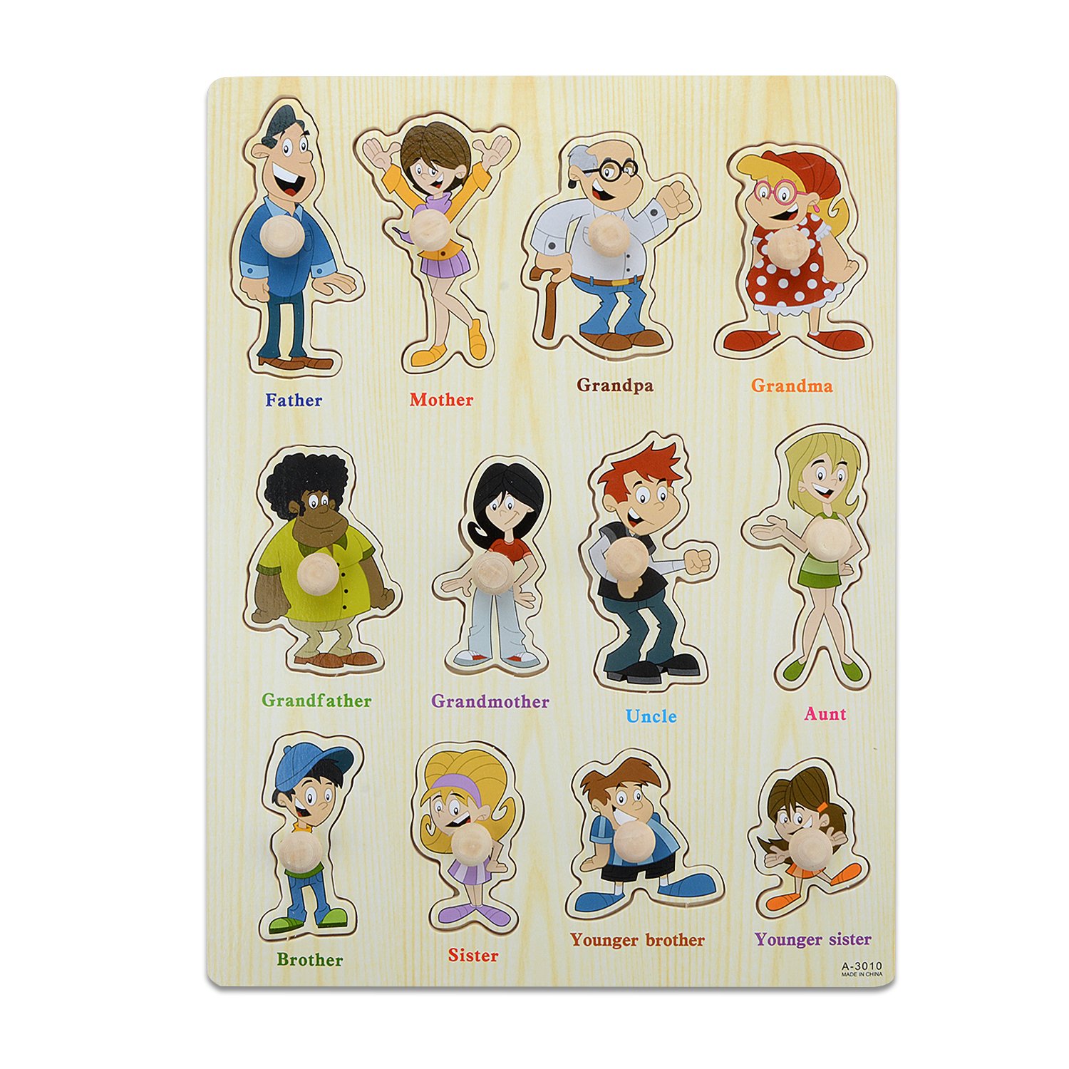 Wood Jigsaw Puzzle, Moonvvin Thinken Wooden Family Members Blocks Sets Education Imagination Toys For Kids Over 3-Year-Old