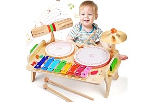 Wingyz Kids Drum Set for Toddlers Baby Music Instruments 7 in 1 Montessori Preschool Musical Toys Children Drum kit Xylophone Tambourine Birthday Gifts for Boys and Girls