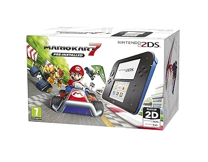 Amazon Com Nintendo Uk Nintendo Handheld Console Black Blue 2ds With Pre Installed Mario Kart 7 Video Games
