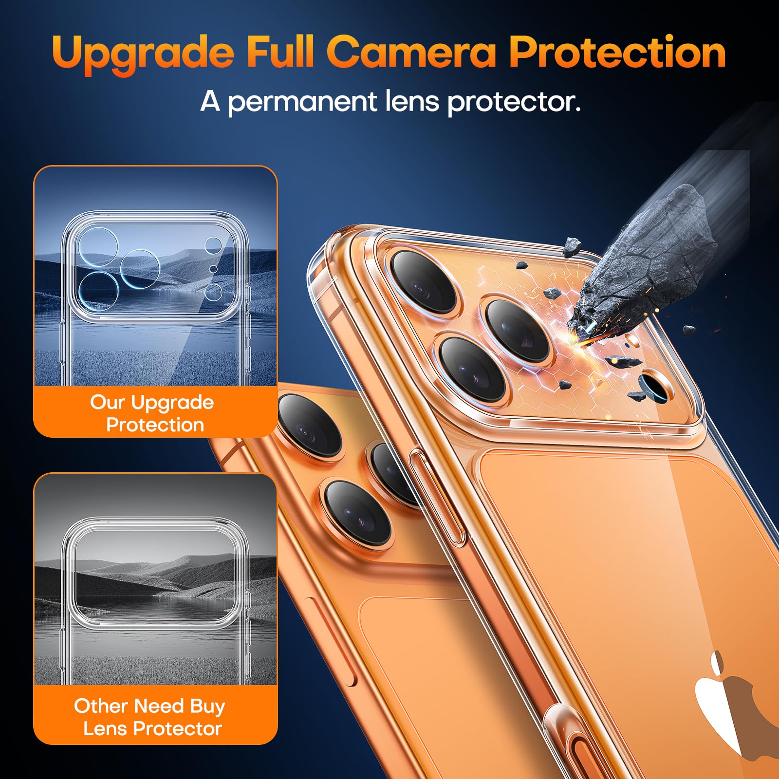 TAURI for iPhone 17 Pro Case, [Full Camera Protection] with HD Screen Protector, Not-Yellowing Military-Grade Protection Shockproof Slim Phone Case for iPhone 17 Pro 6.3 inch, Clear