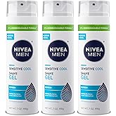 NIVEA MEN Sensitive Cool Shave Gel for Sensitive Skin, Alcohol Free Shaving Gel with Chamomile Extract, 7 Oz Can, Pack of 3